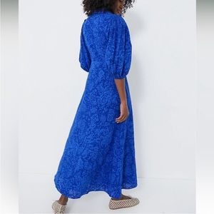 Royal Blue Button Front Brady Blue Maxi Dress